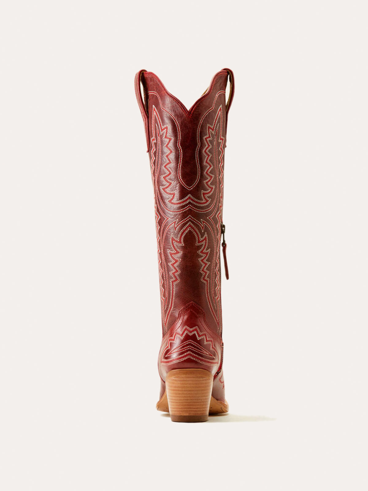 Western Embroidery Tall Snip-Toe Half-Zip Knee High Cowgirl Boots - Red