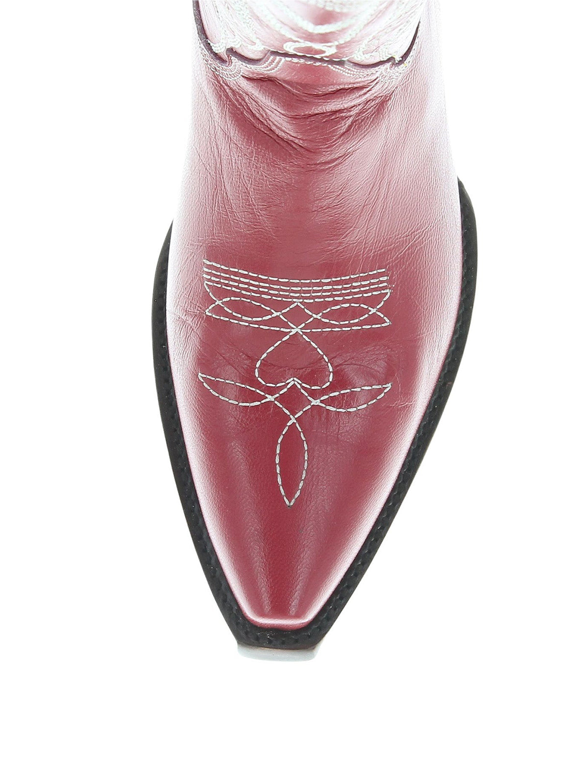 Red Snip-Toe Western And Heart Embroidery Half-Zip Mid Calf Cowgirl Boots