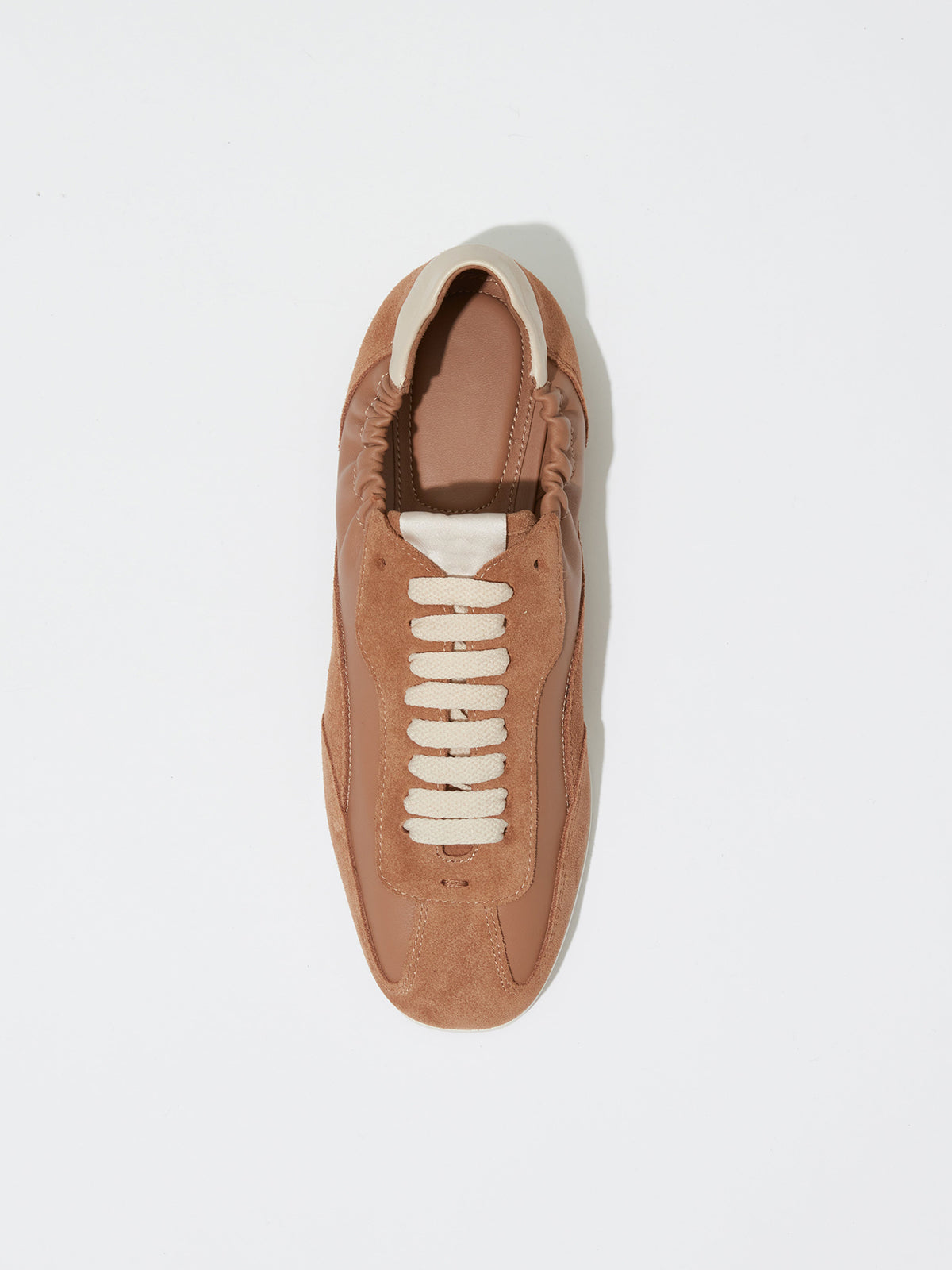 Camel Round-Toe Lace-Up Classic Sneakers Flats