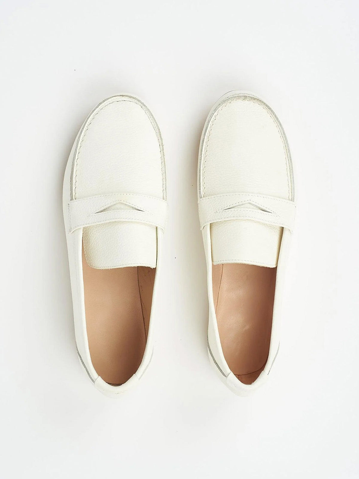 Round-Toe Slip-On Chic Loafers Flats - White