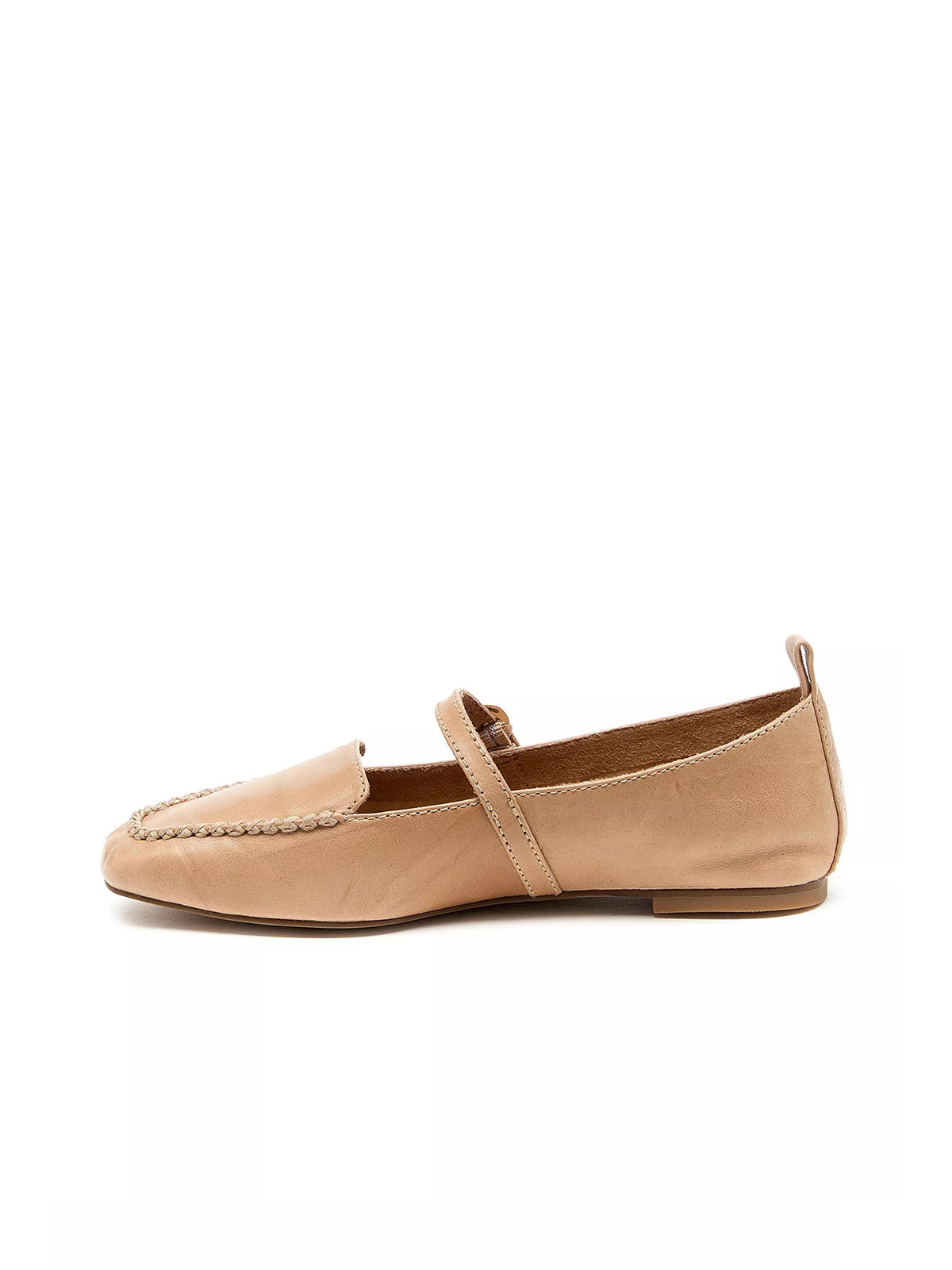 Taupe Square-Toe Slip-On Mary Jane Flats Loafers