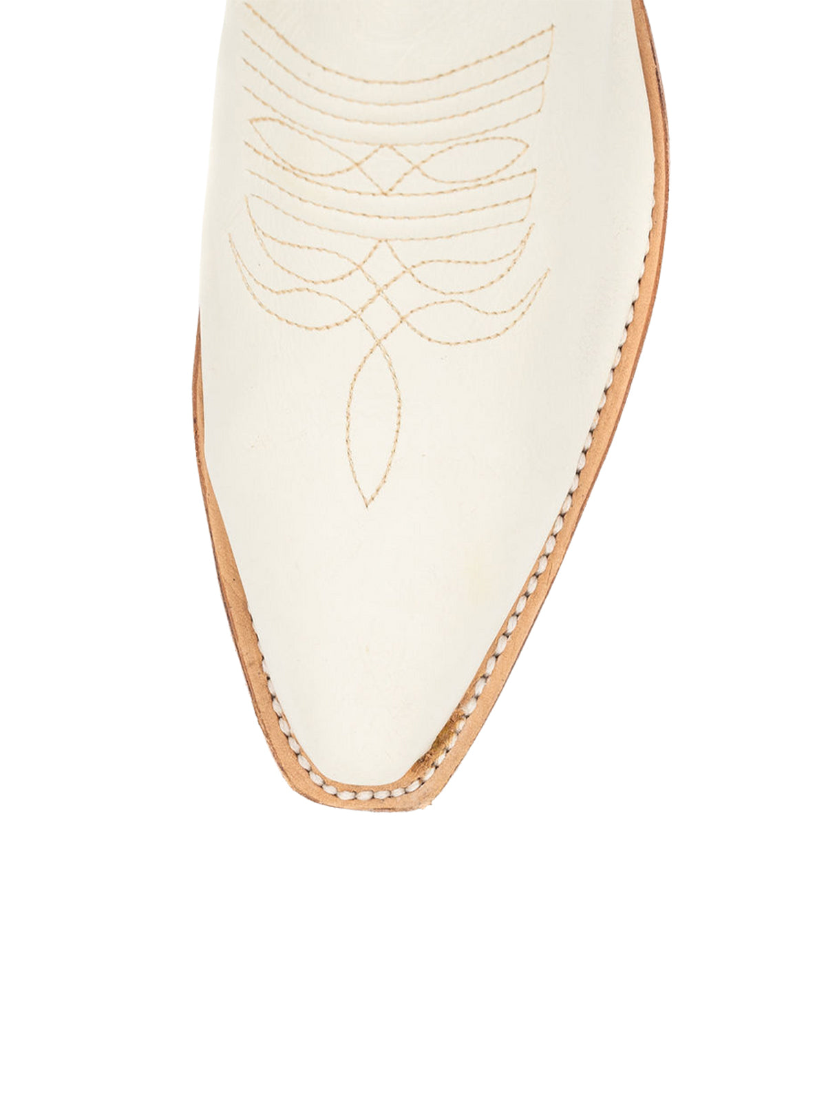 White Snip-Toe Classic Embroidery Sleek Mid Calf Cowgirl Boots