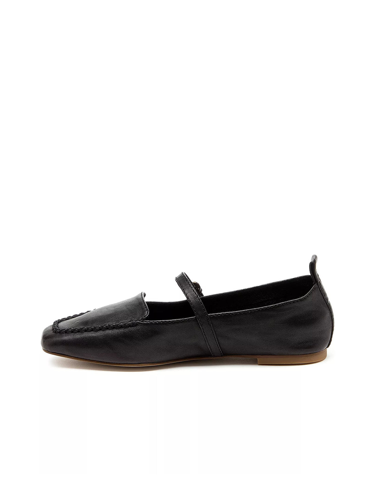 Black Square-Toe Slip-On Mary Jane Flats Loafers