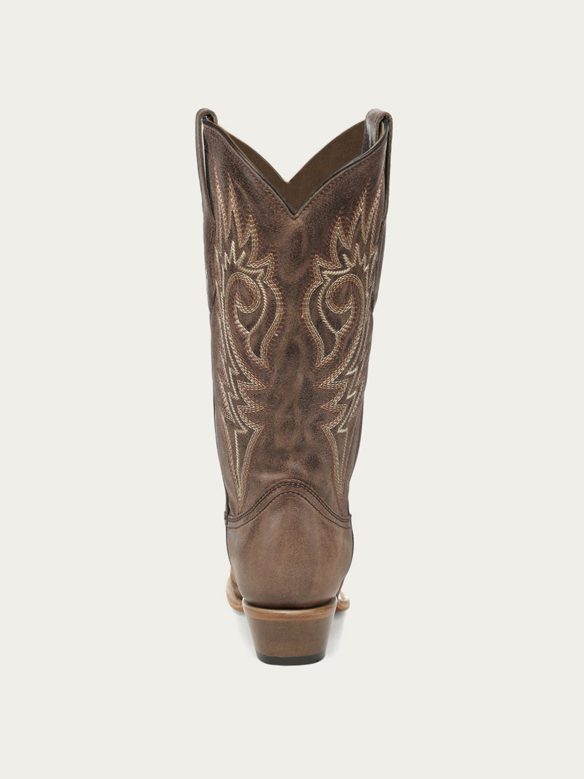 Flames Embroidery Snip-Toe Sleek Mid Calf Cowgirl Boots - Brown