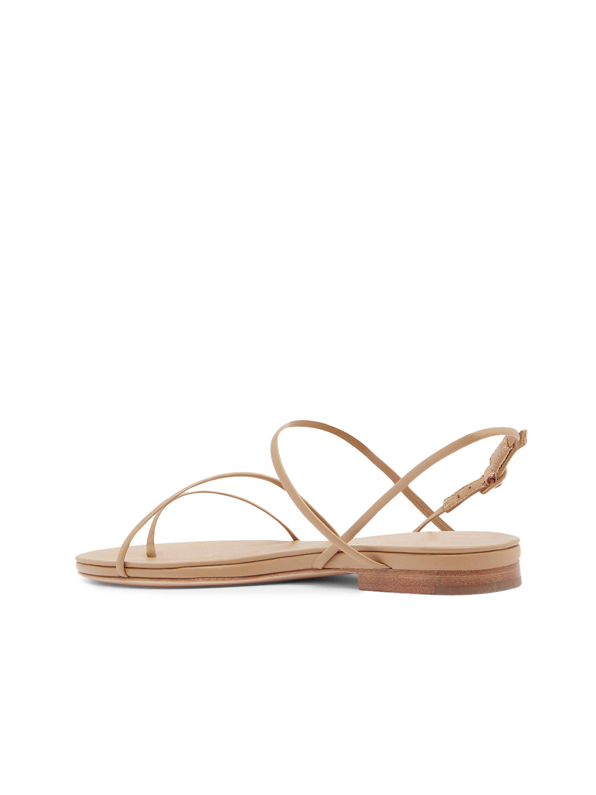 Beige Round-Toe Classic Strappy Flat Sandals