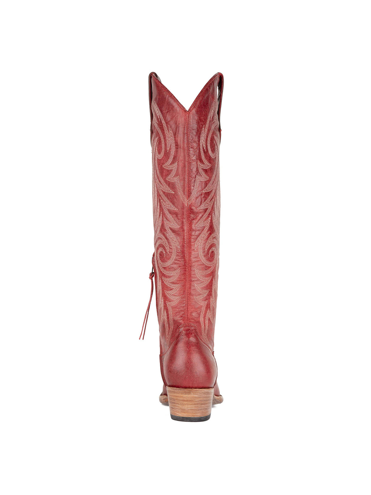 Red Snip-Toe Classic Embroidery Western Half-Zip Knee High Cowgirl Boots