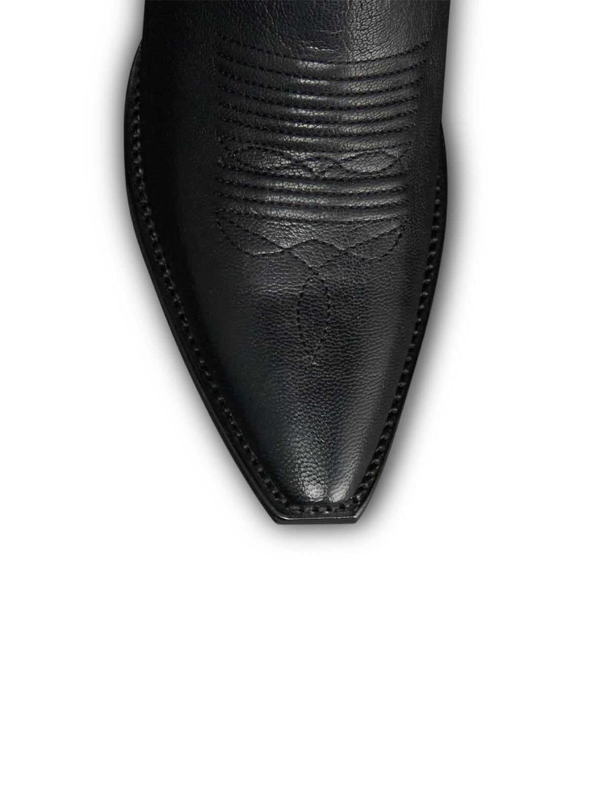 Black Snip-Toe Embroidery Ankle Booties