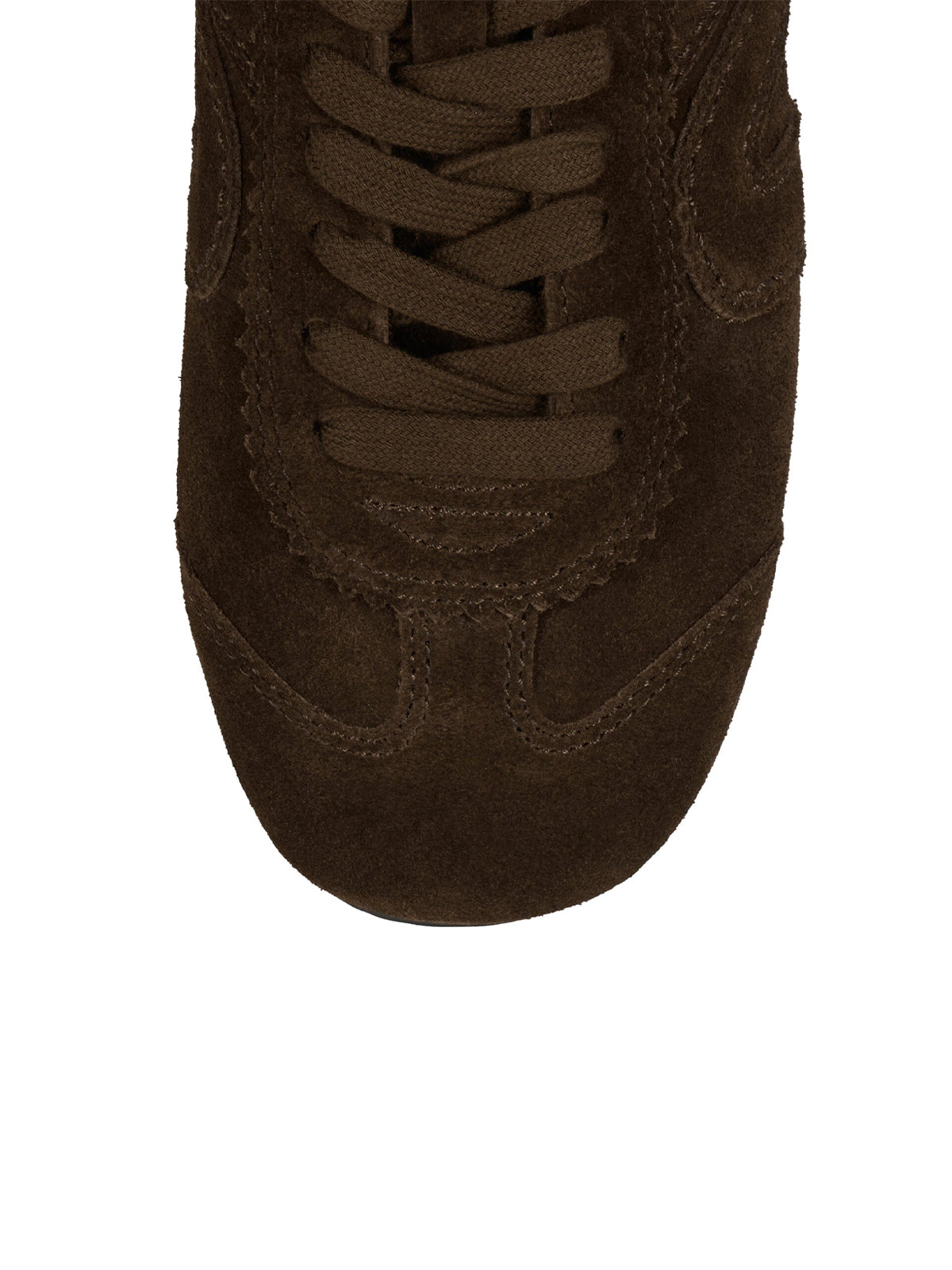 Chocolate Faux Suede Round-Toe Lace-Up Classic Sneakers Flats