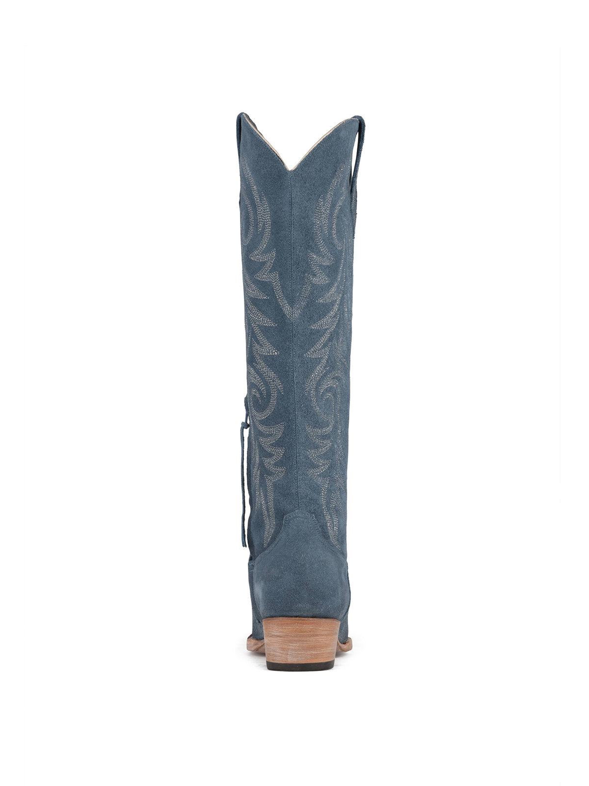 Blue Snip-Toe Classic Embroidery Western Half-Zip Knee High Cowgirl Boots