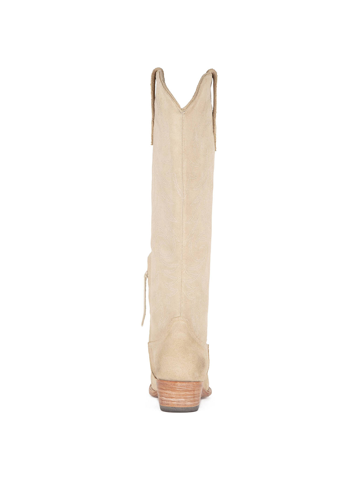 Sand Snip-Toe Classic Embroidery Western Half-Zip Knee High Cowgirl Boots