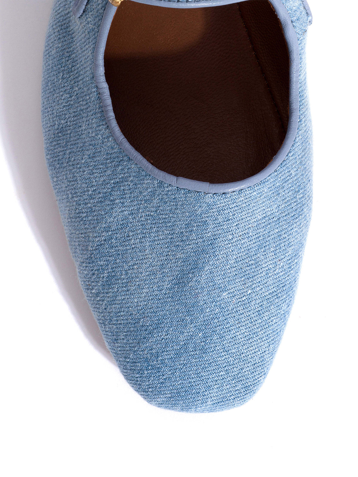 Square-Toe Buckle Strap Chic Flats - Blue Denim