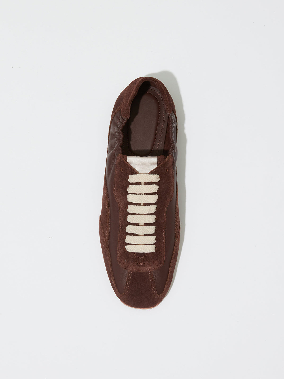 Chocolate Round-Toe Lace-Up Classic Sneakers Flats