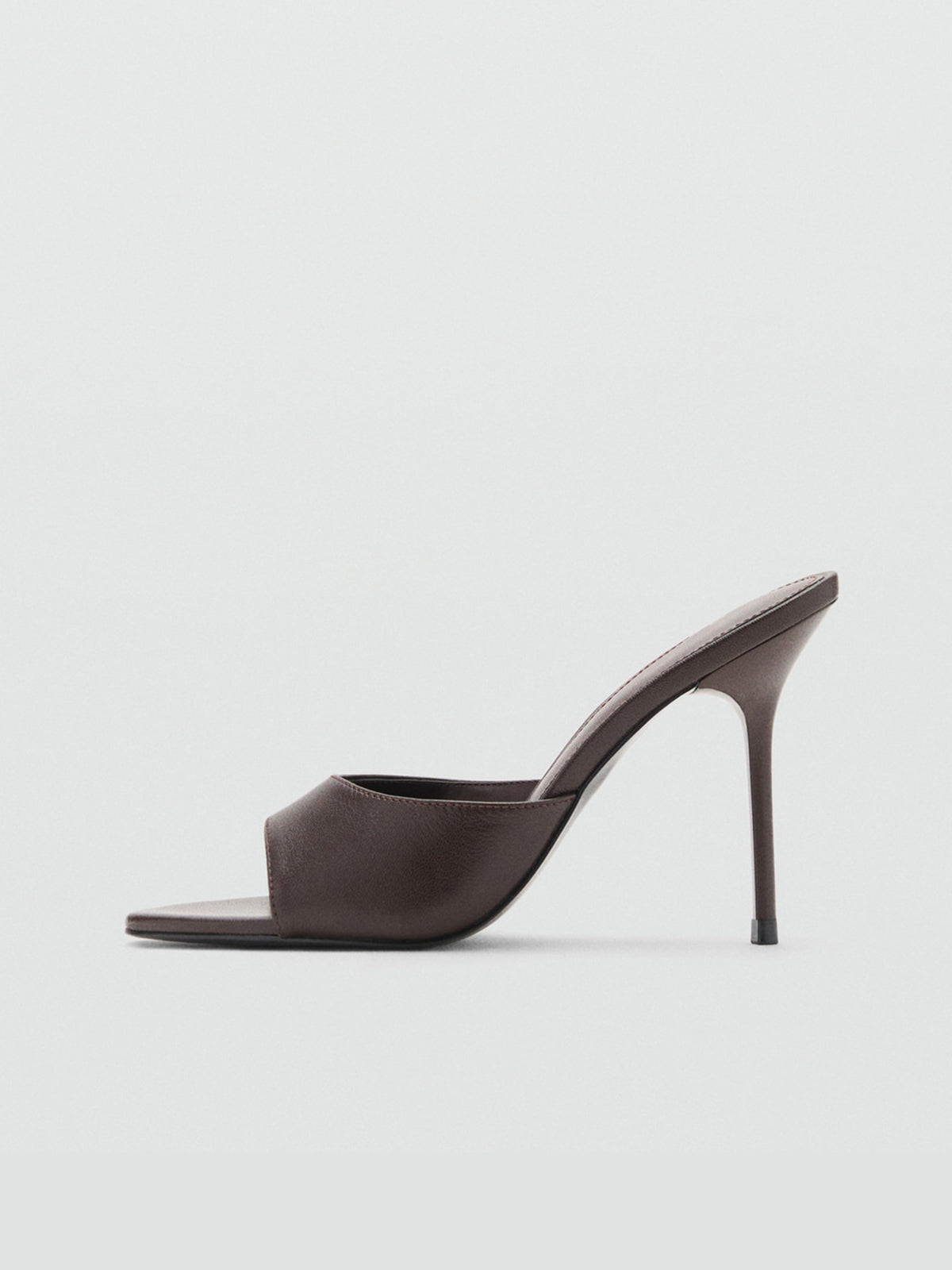 Petrol Blue Round-Toe Backless High Heels