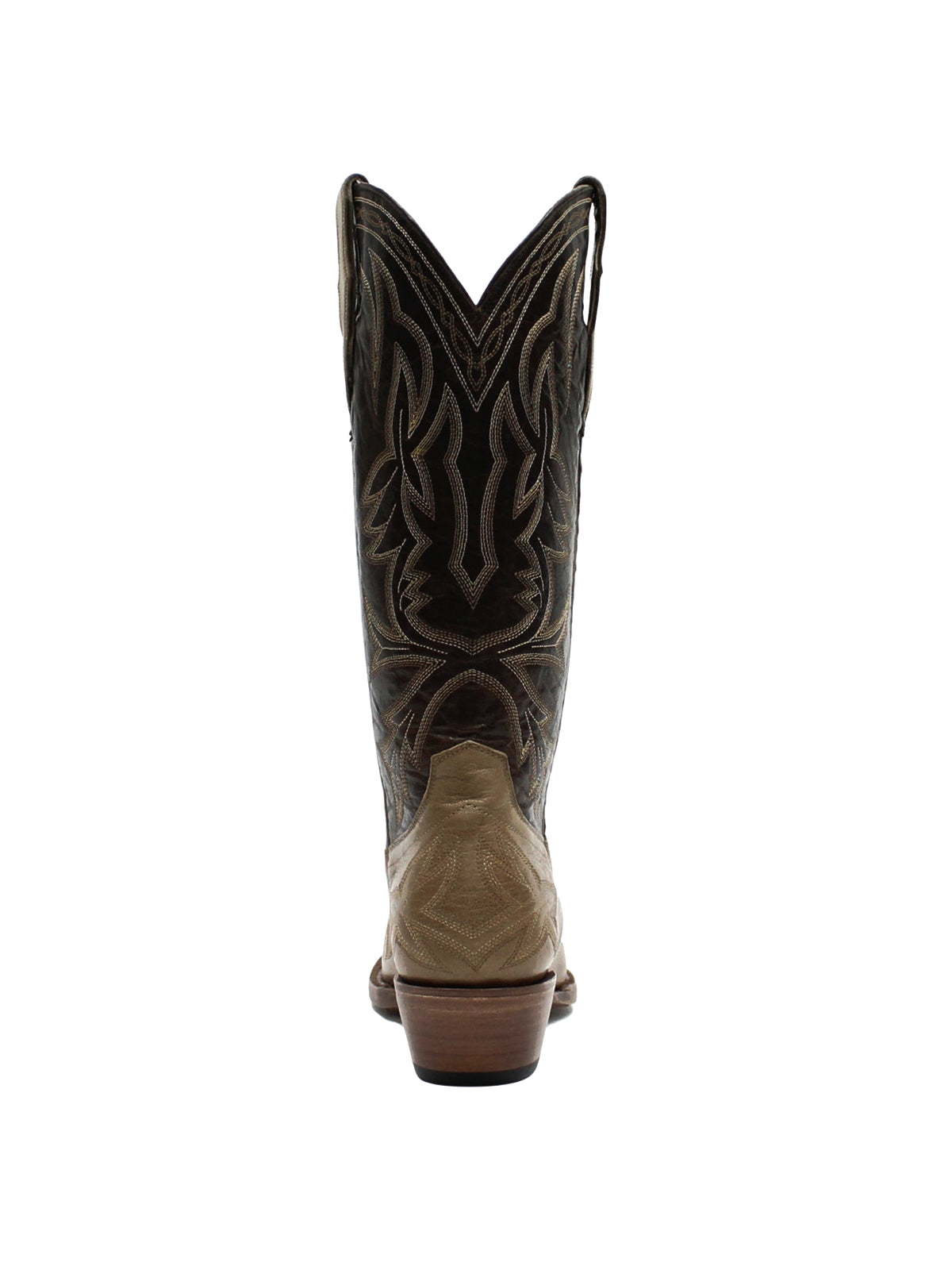 Western Embroidery Snip-Toe Classic Mid Calf Cowgirl Boots – Chocolate/Khaki
