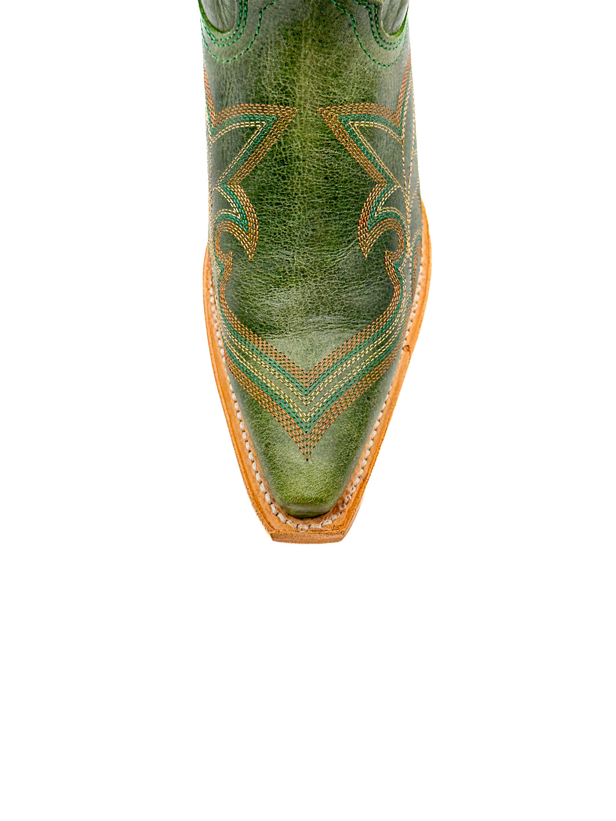 Distressed Green Snip-Toe Classic Embroidery Wide Calf Knee High Cowgirl Boots