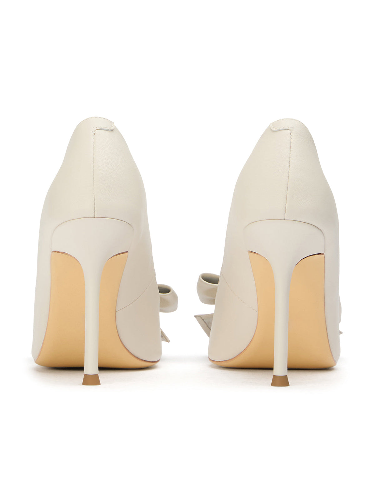 Ivory Pointed-Toe Front Oversized Bow Stylish High Heels