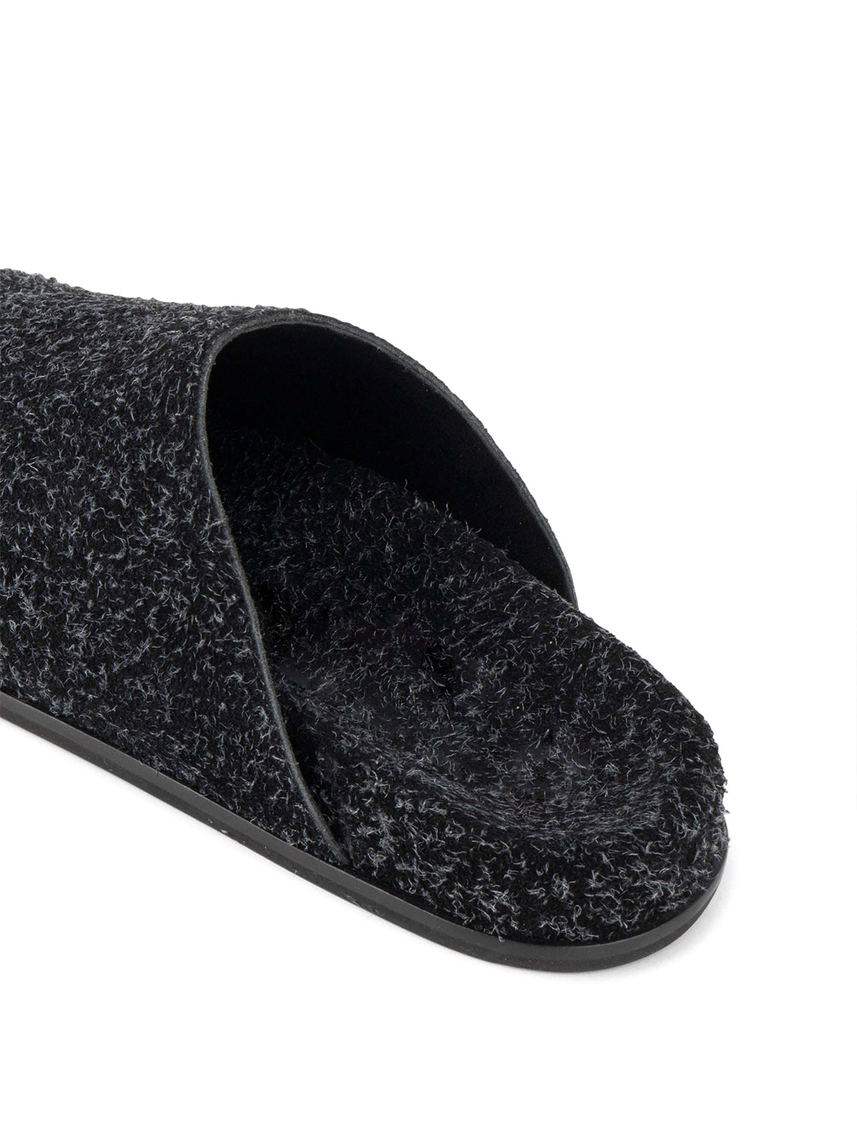 Black Faux Suede Square-Toe Backless Slip-On Chic Flats