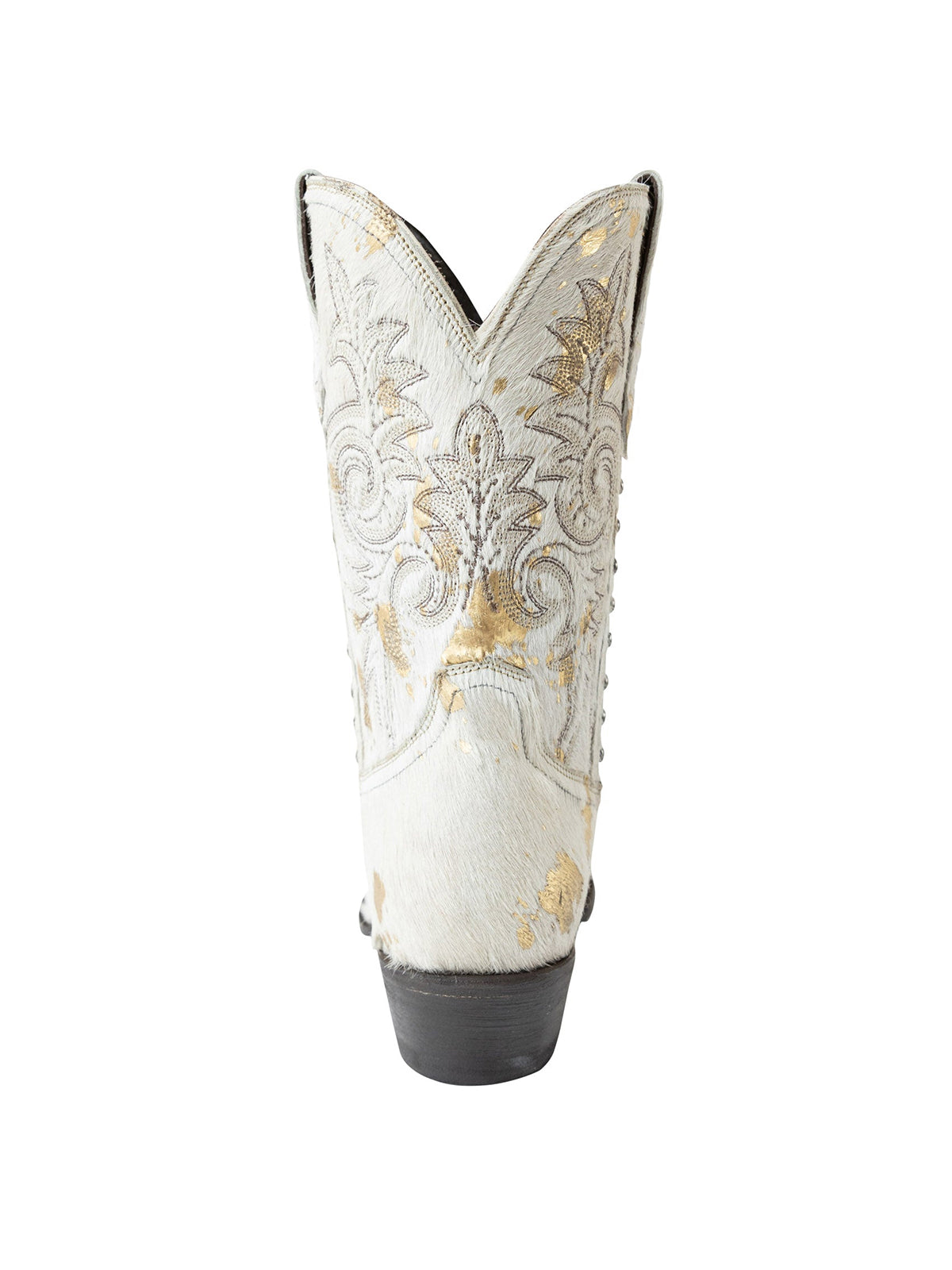Snip-Toe Chic Embroidery And Side Studs Ankle Cowgirl Boots - Beige And Gold
