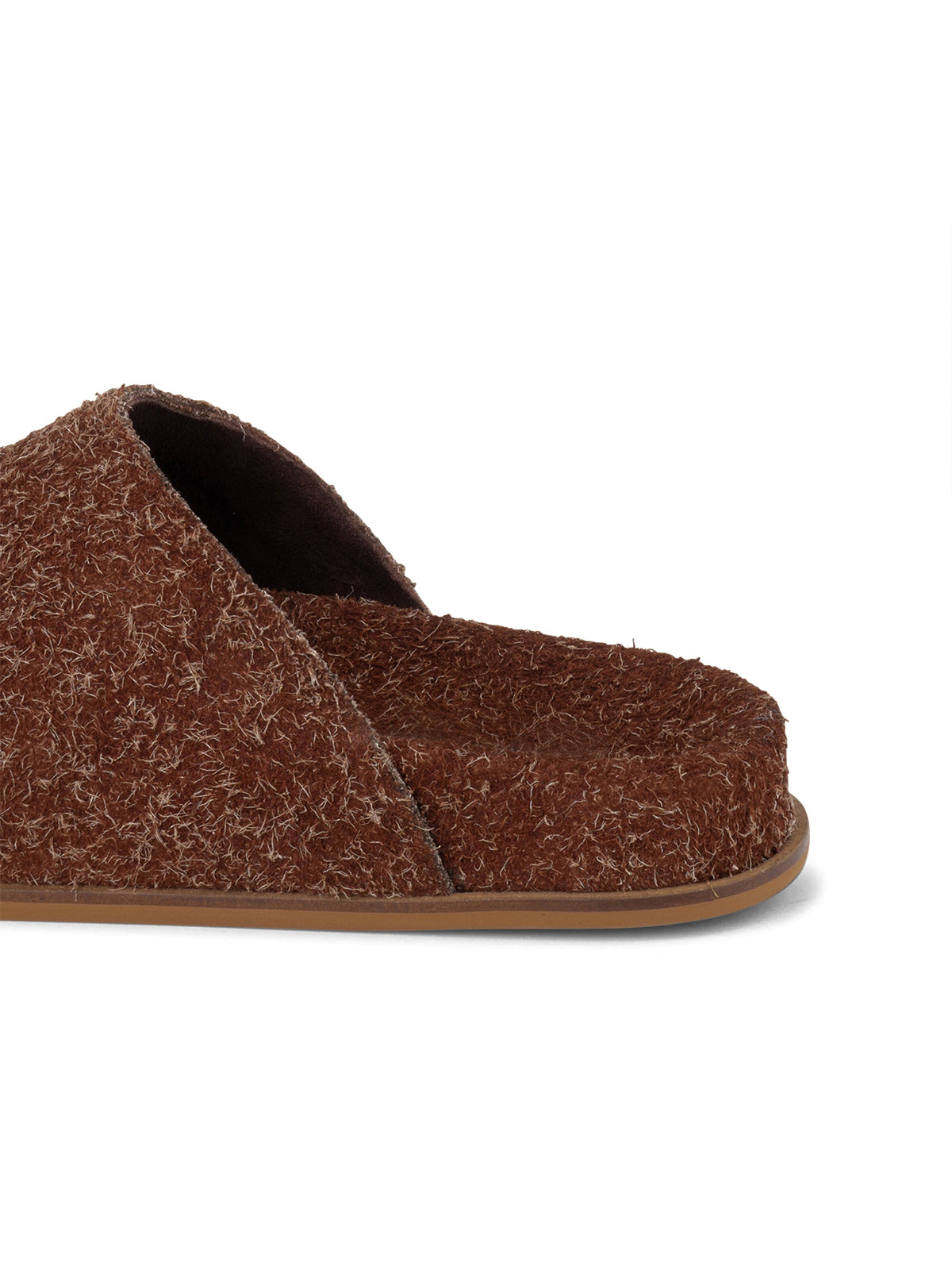 Coffee Faux Suede Square-Toe Backless Slip-On Chic Flats