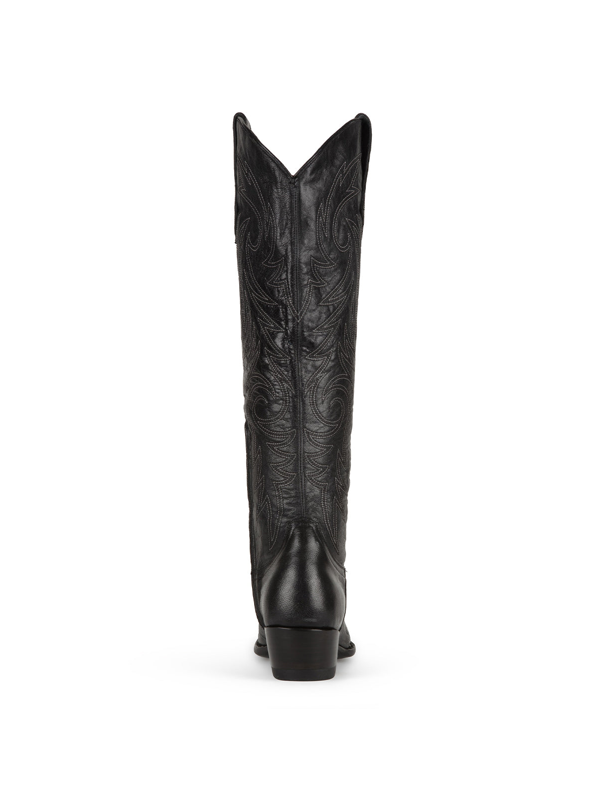 Black Snip-Toe Classic Embroidery Western Half-Zip Knee High Cowgirl Boots