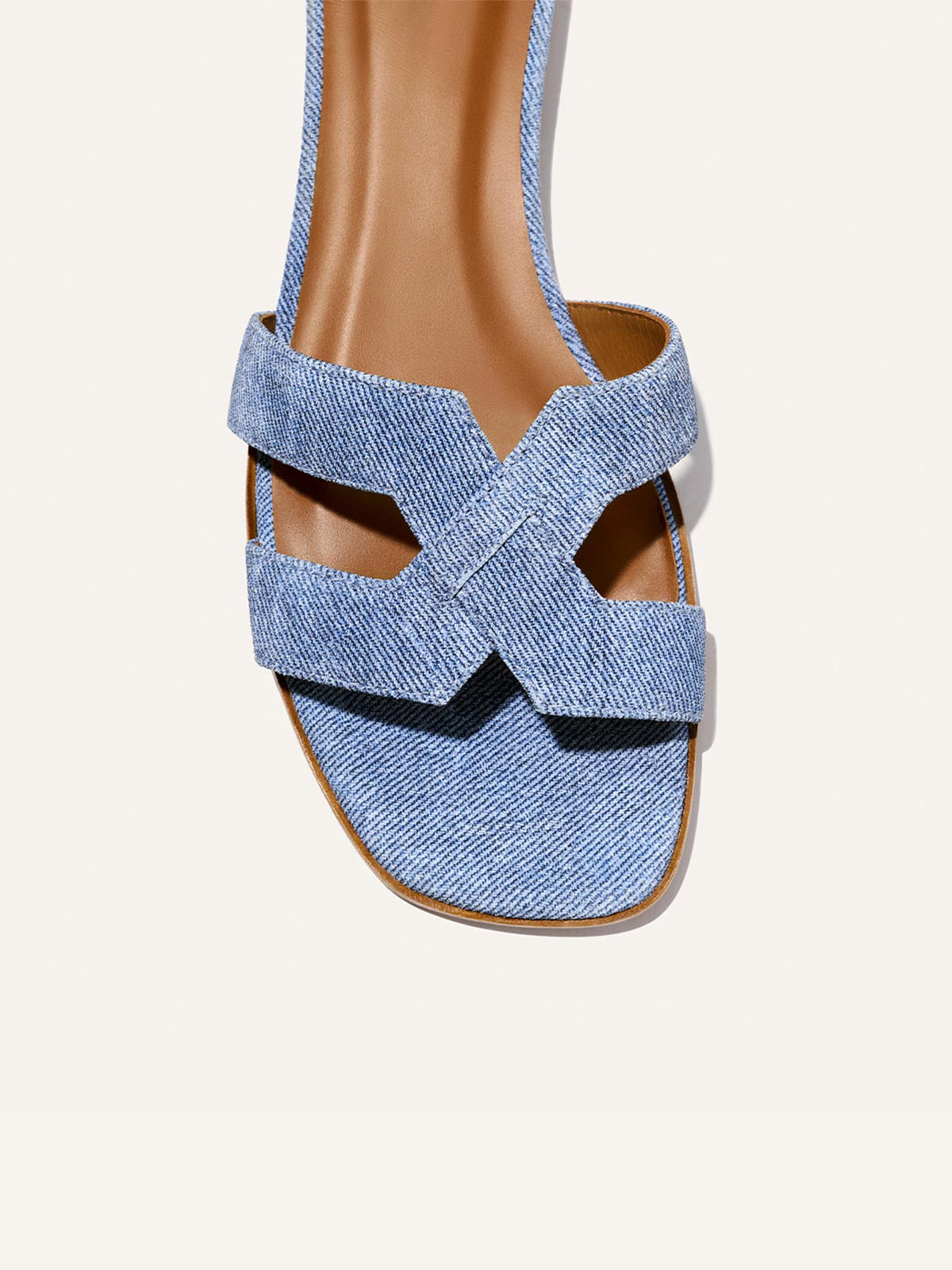 Blue Denim Square-Toe Stylish Backless Sandals Flats