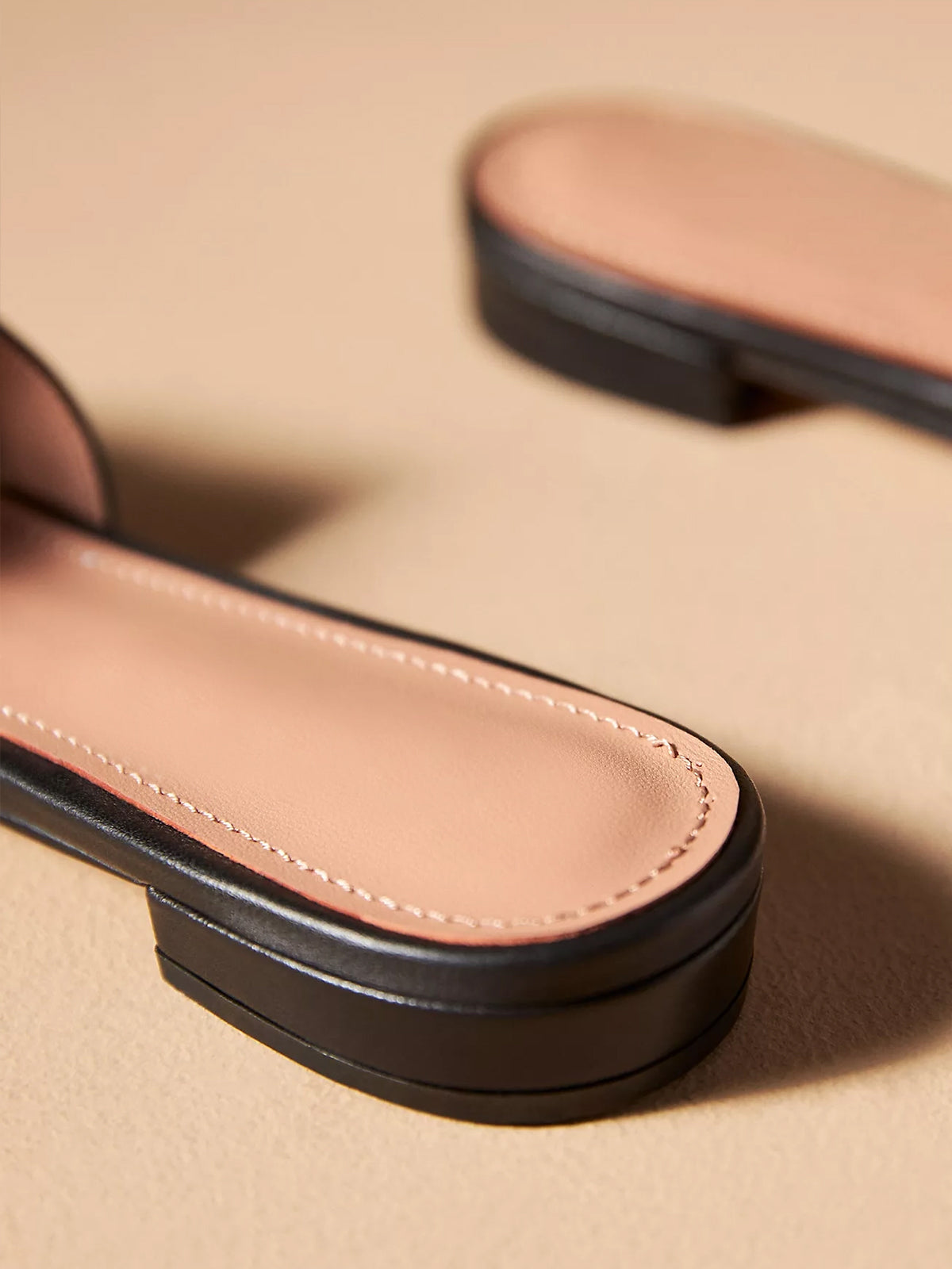 Black Square-Toe Slip-On Sandals