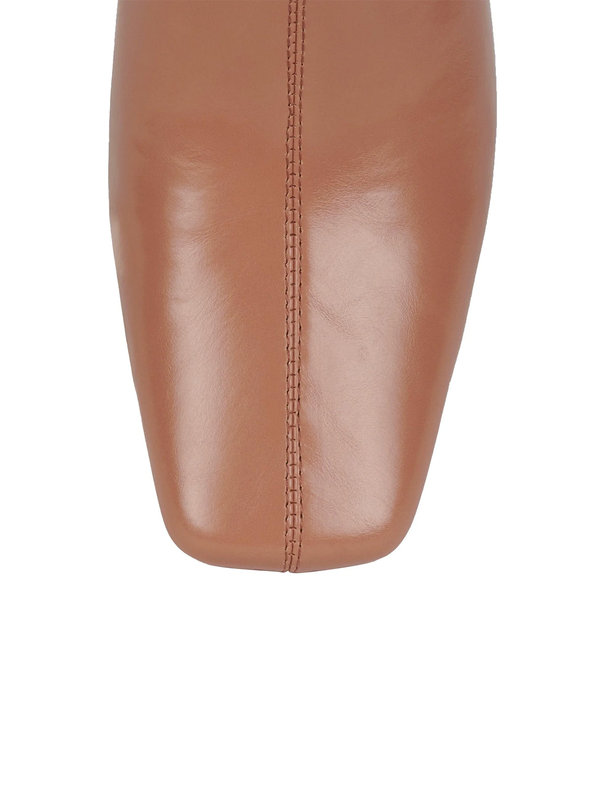 Tan Square-Toe Wide Calf Simple Knee High Stiletto Boots