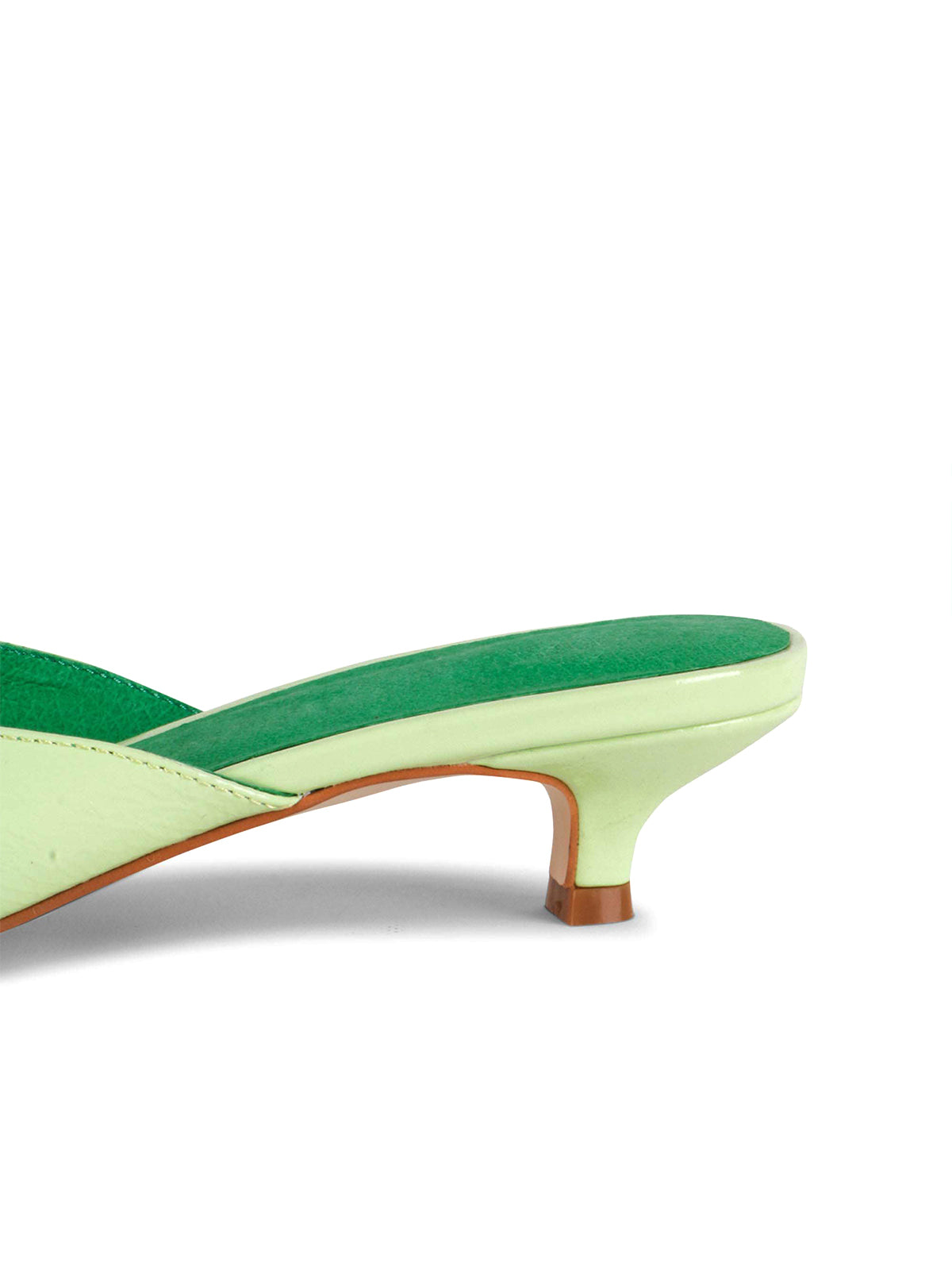 Patent Mint Green Peep Square-Toe Backless Kitten Heels