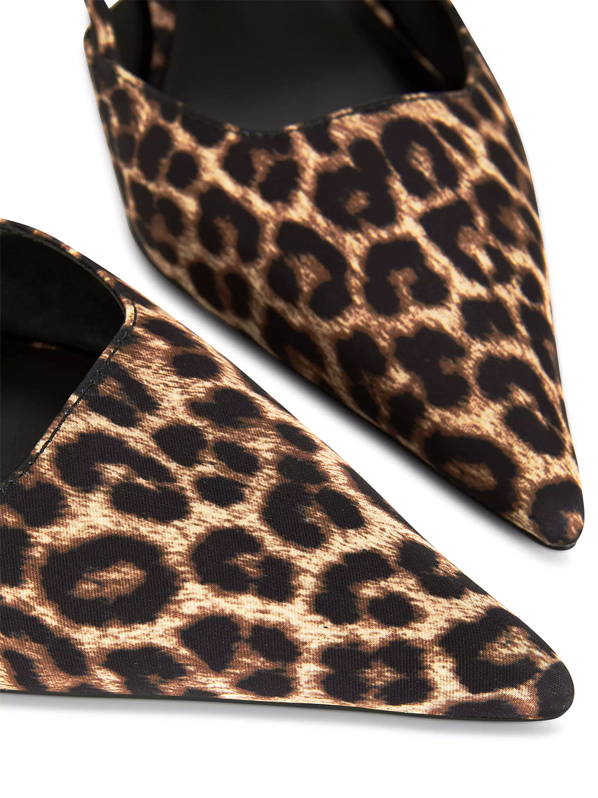 Leopard Faux Suede Pointed-Toe Slingback Kitten Heels