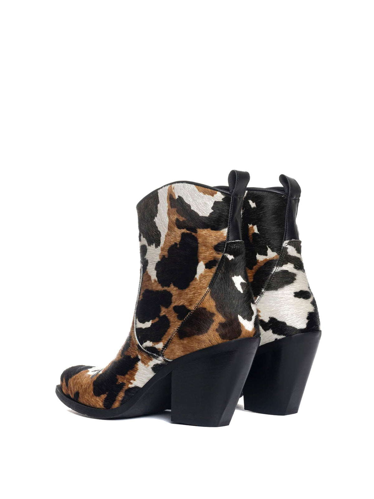 Cow Pony Hair Snip-Toe Full-Zip Ankle Cowgirl Boots