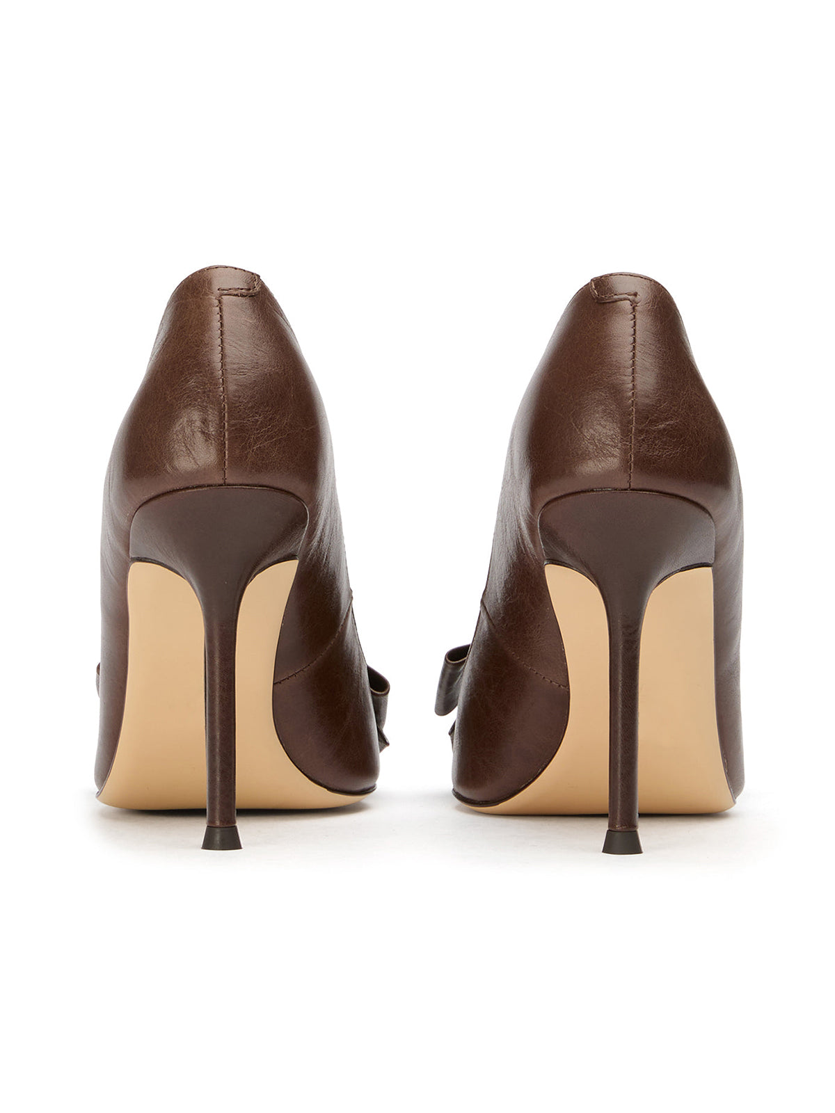 Chocolate Pointed-Toe Front Oversized Bow Stylish High Heels