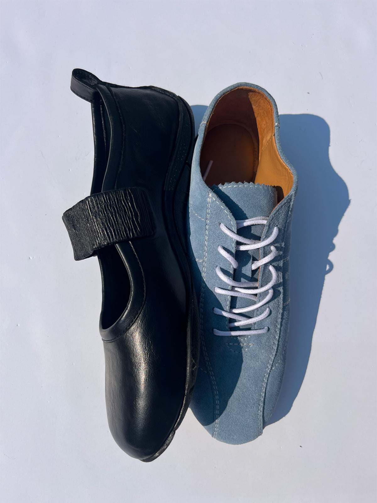Sky Blue Faux Suede Round-Toe Lace-Up Chic Sneakers Flats