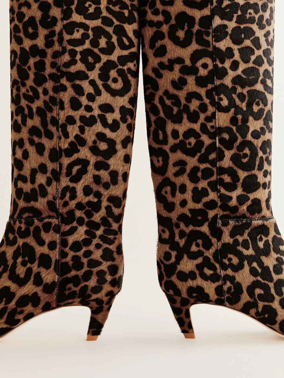Leopard Print Square-Toe Simple Wide Calf Knee High Stiletto Boots