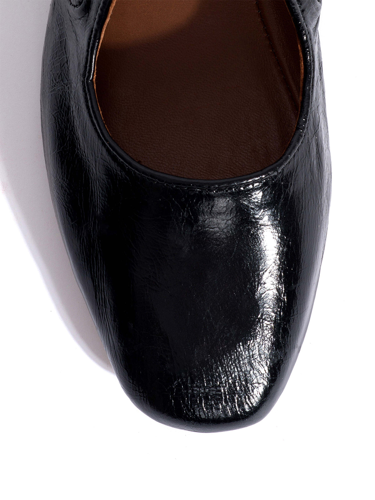 Square-Toe Buckle Strap Chic Flats - Black