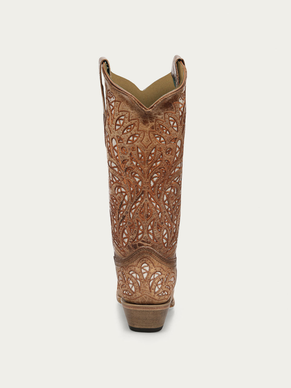 Distressed Brown Snip-Toe Glitter Inlay And Embroidery Mid Calf Cowgirl Boots