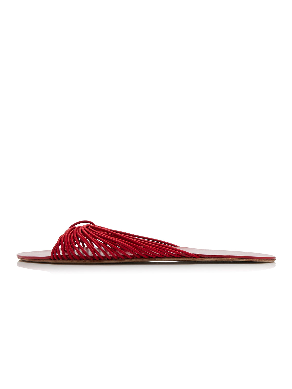 Red Round-Toe Elastic Straps Flats