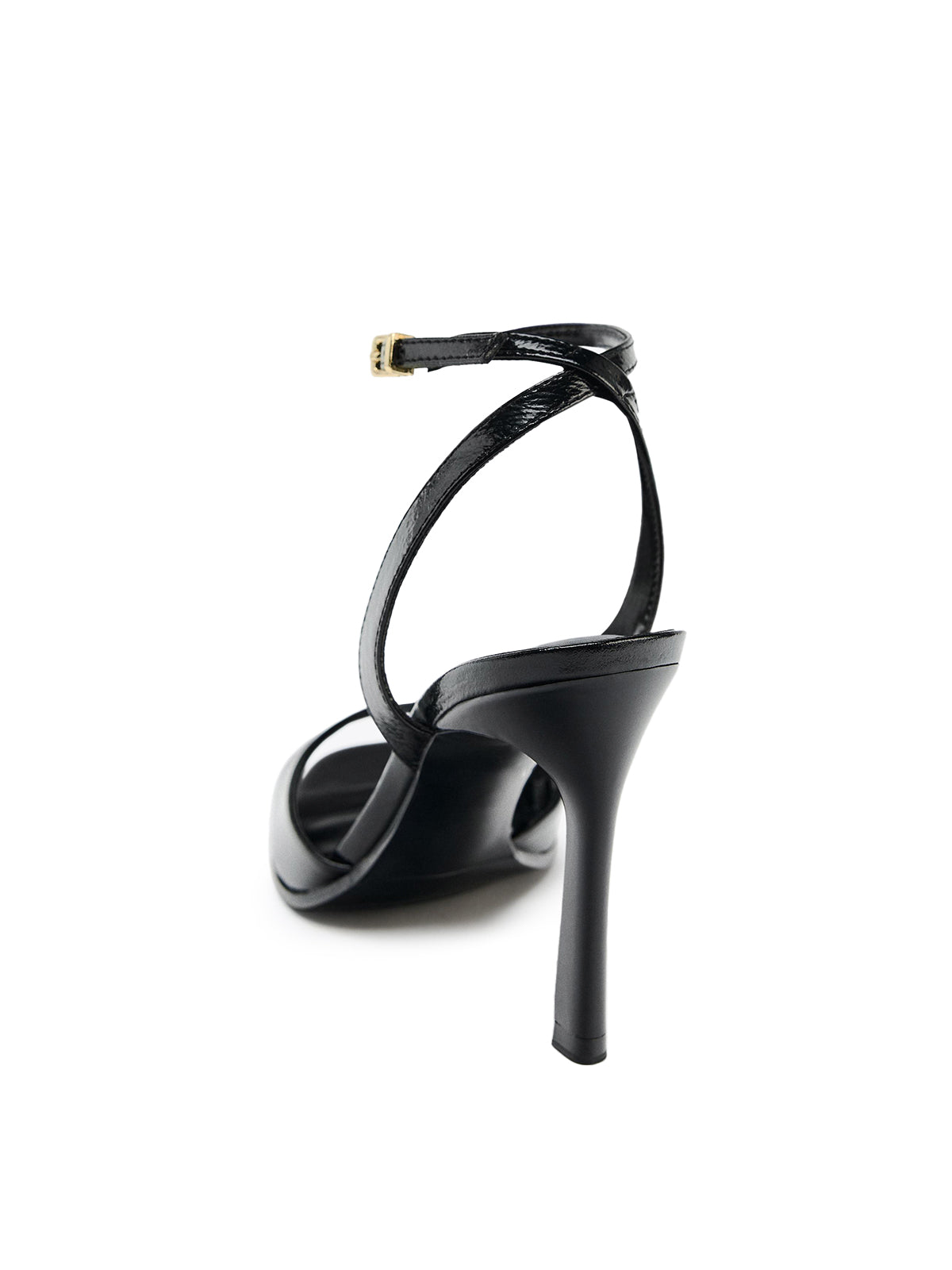 Ankle Strap Square-Toe Slingback High Heels - Black