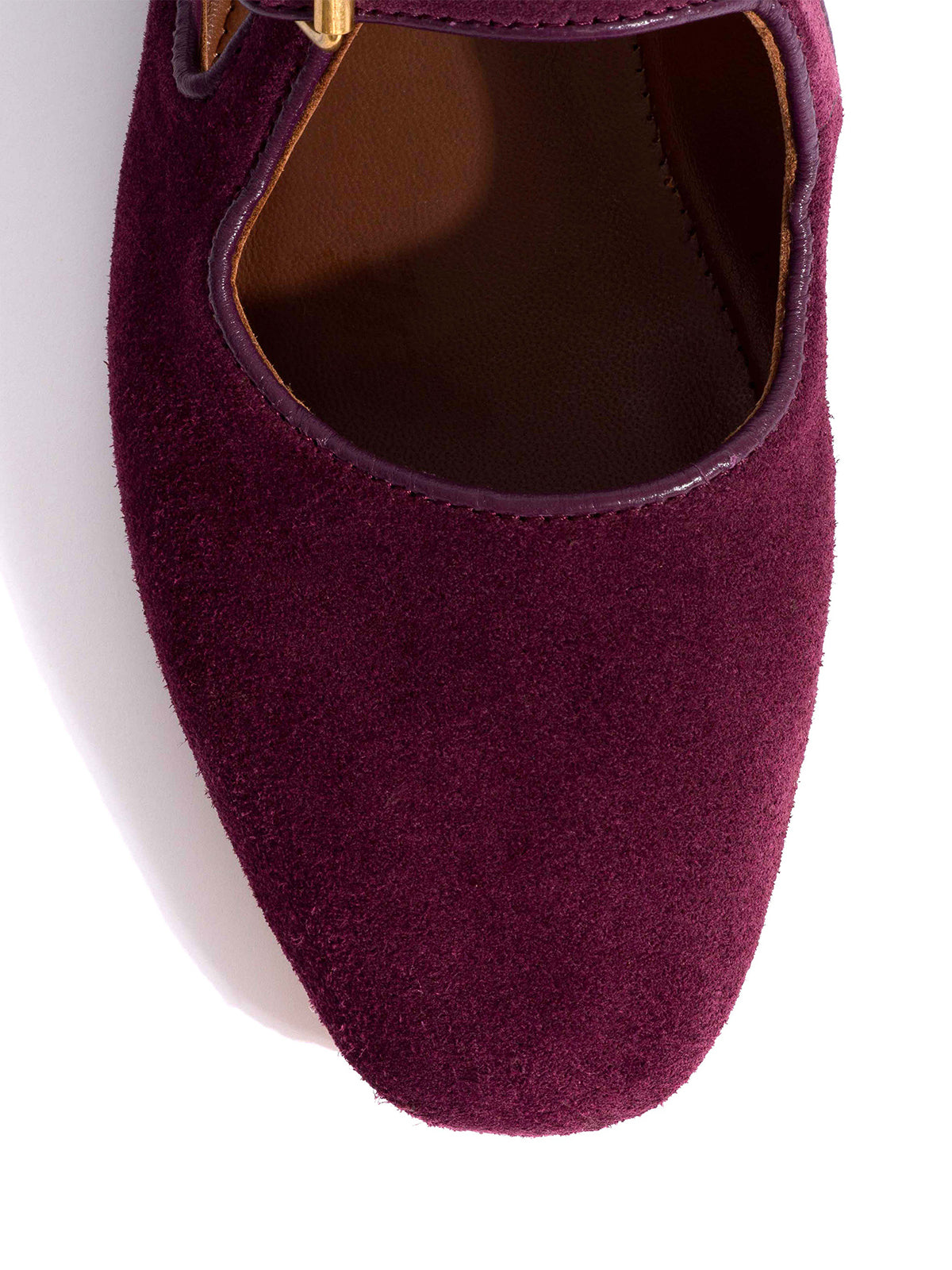 Square-Toe Buckle Strap Chic Flats - Coffee Faux Suede