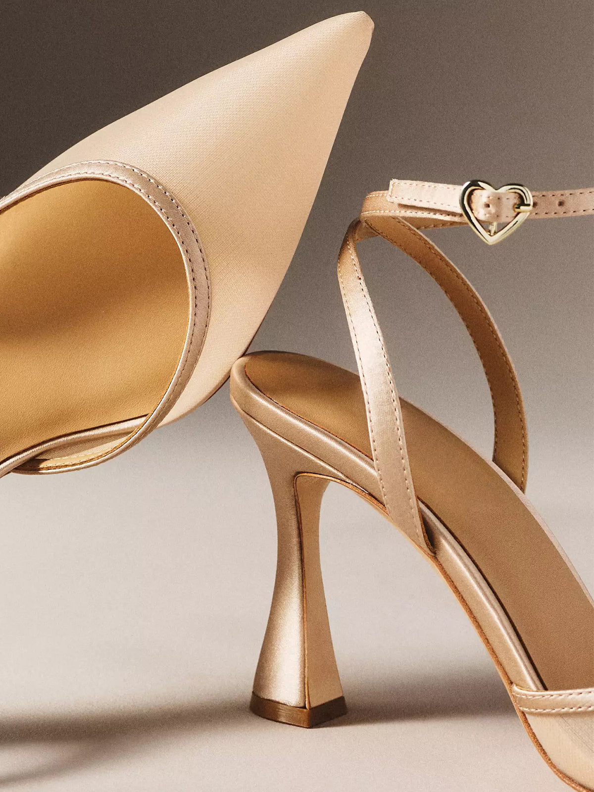 Nude Mesh Pointed-Toe Simple Back And Ankle Strap High Heels
