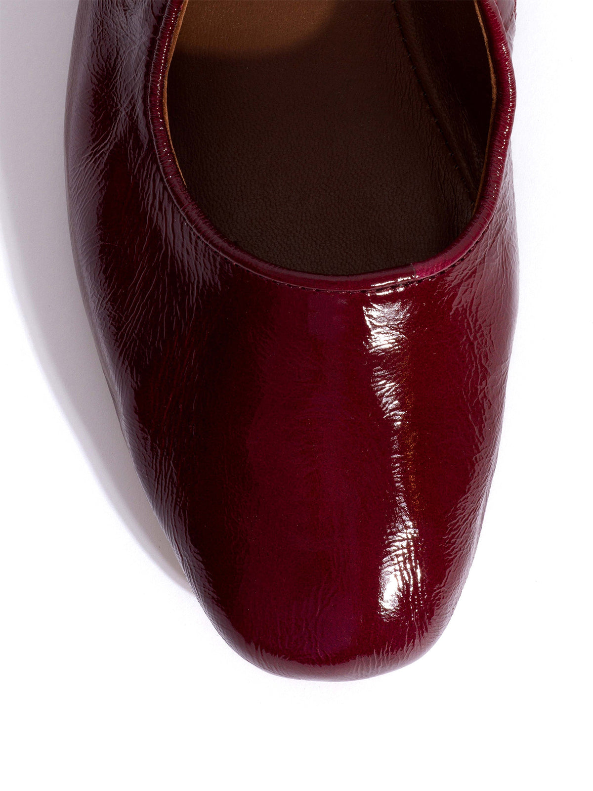 Square-Toe Buckle Strap Chic Flats - Dark Red