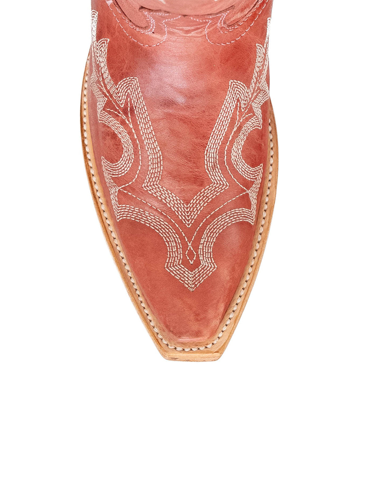 Distressed Pink Snip-Toe Half-Zip Classic Embroidery Knee High Tall Cowgirl Boots