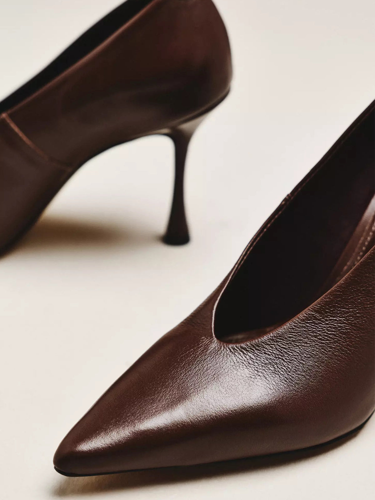 Brown Pointed-Toe Classic Pumps Slip-On High Heels