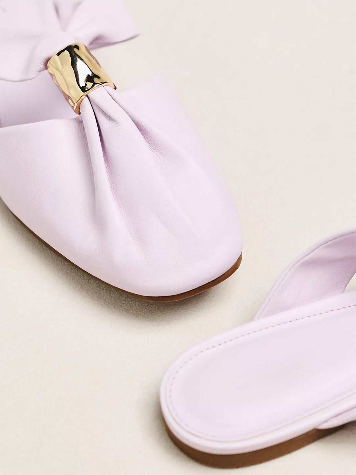 Lilac Closed Square-Toe Slip-On Backless Flats