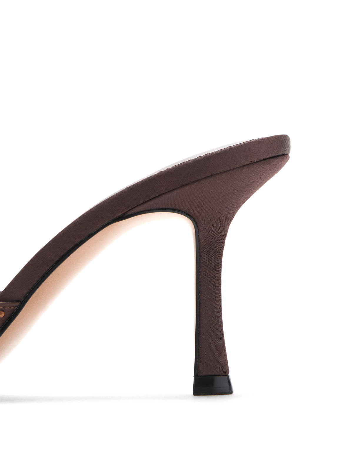 Chocolate Satin Pointed-Toe Simple Rhinestones High Heels Sandals