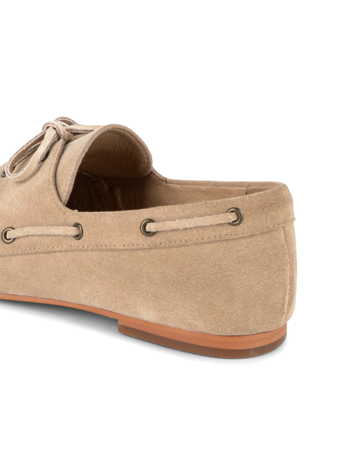 Sand Cow Suede Round-Toe Lace-Up Boat Shoes Flats