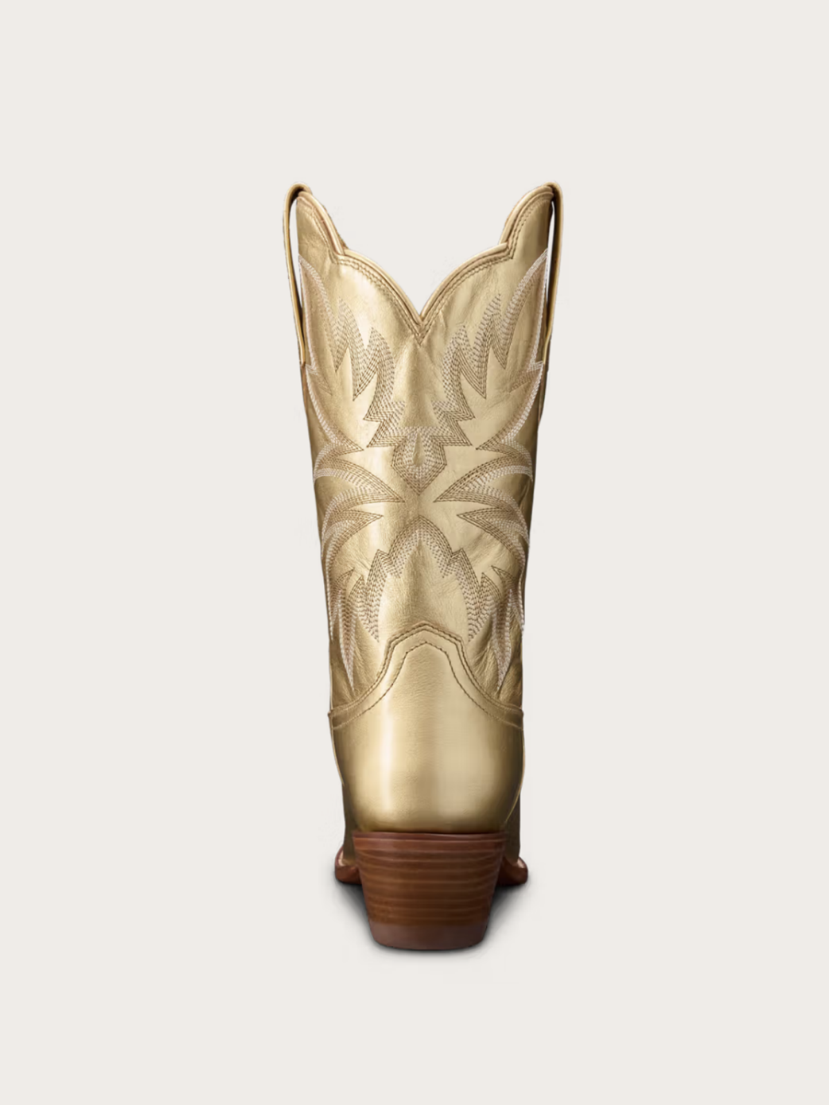 Retro Embroidery Snip-Toe Mid Calf Cowgirl Boots - Metallic Gold