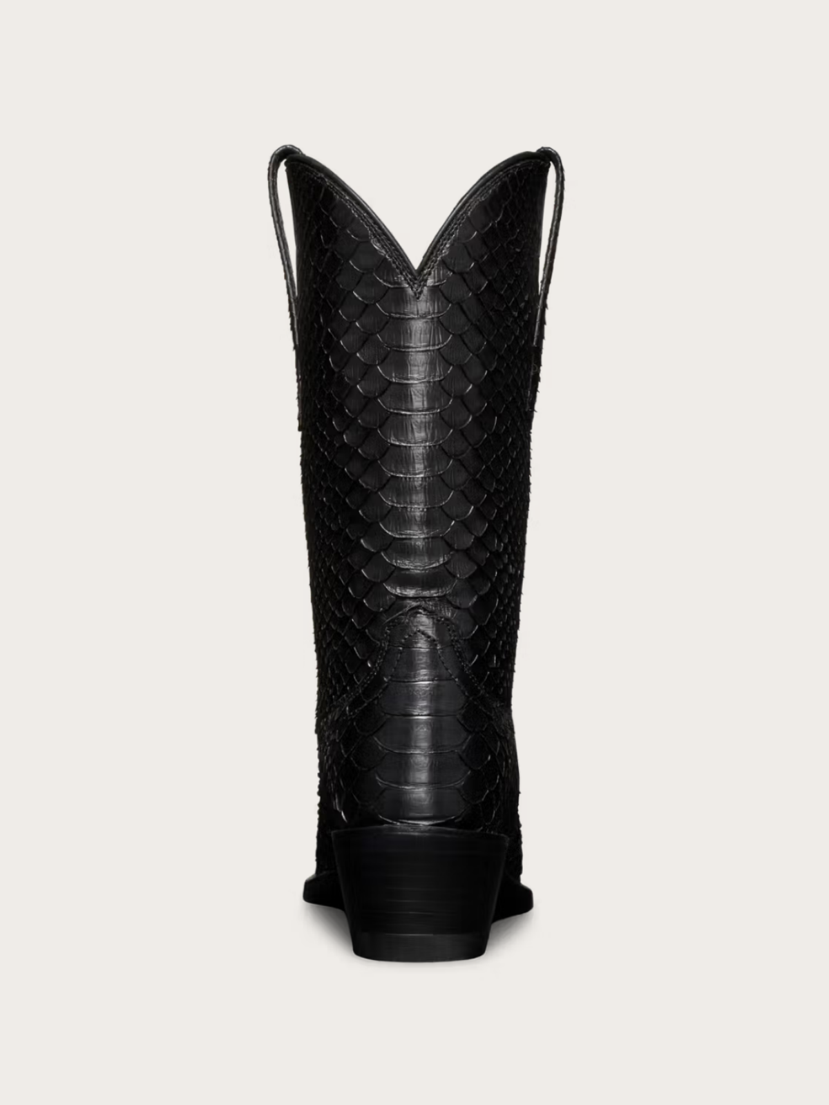 Black Snakeskin Snip-Toe Mid Calf Cowgirl Boots