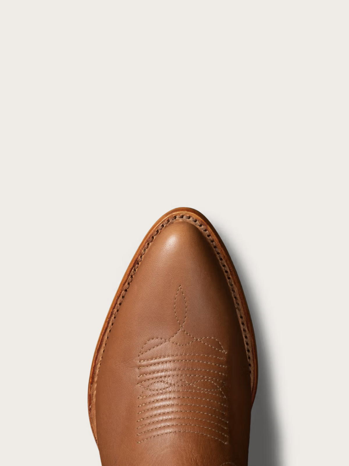 Contrast Caramel And Ivory Almond-Toe Embroidery Inlay Mid Calf Cowgirl Boots