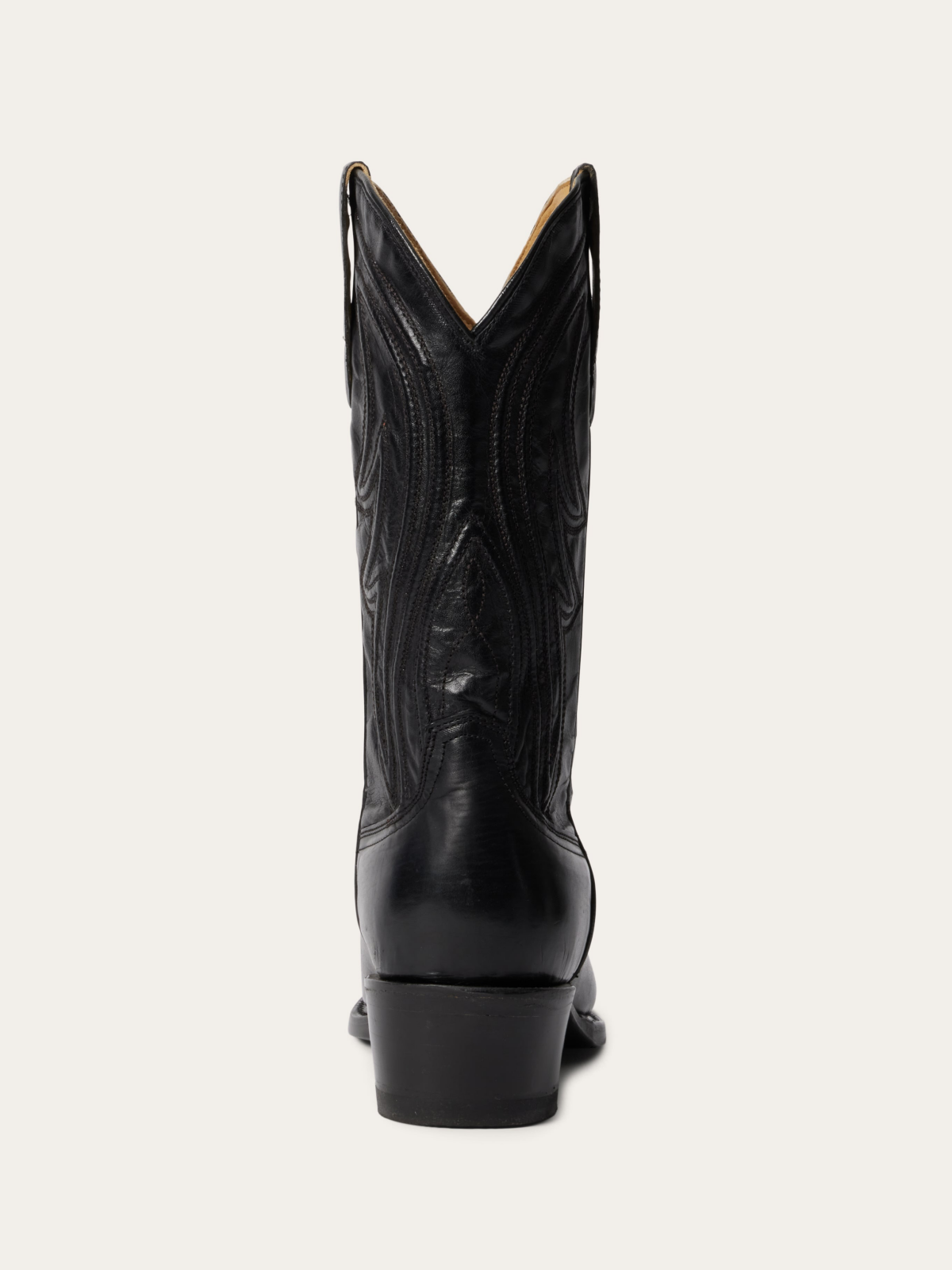 Padded Almond-Toe Embroidery Mid Calf Cowgirl Boots - Black