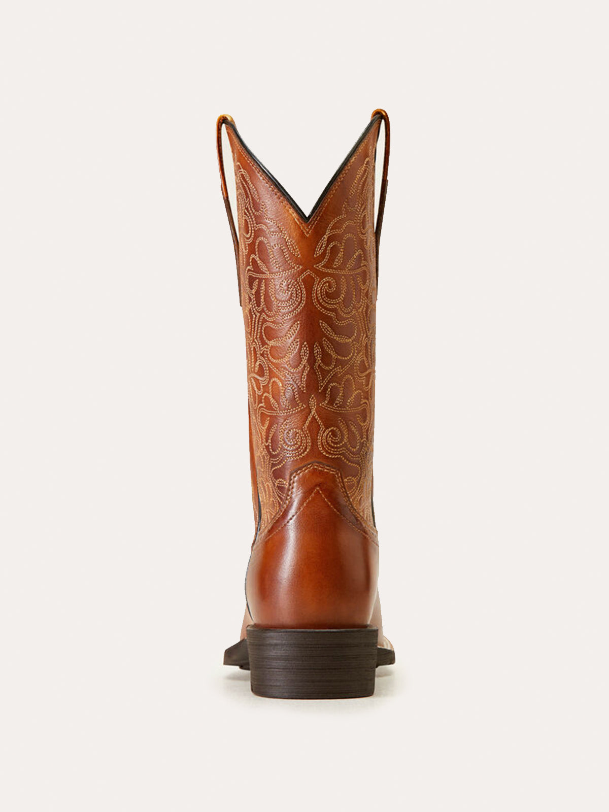 Dark Tan Square-Toe Western Embroidery Wide Mid Calf Cowgirl Boots